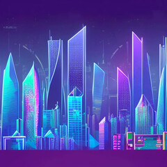 futuristic cityscape with towering skyscrapers and neon lights_outpud 2