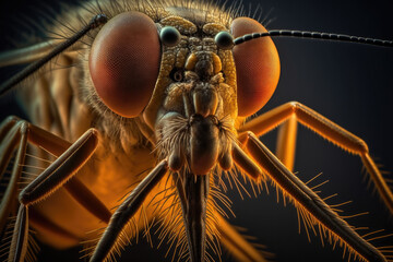 mosquito in close up view created with Generative AI technology