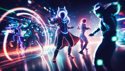 The metaverse visualized by a futuristic scene with future technology in a fantasy high technology universe