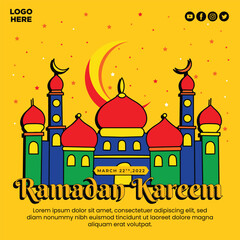 BD_colorfull mosque islamic flyer for instagram feed yellow background