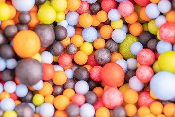 Fototapeta na wymiar Colorful balls background. Background with colorful balls in different sizes. Sphere of balls on bright color.