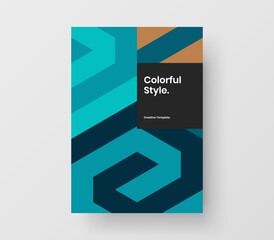 Premium geometric shapes magazine cover layout. Clean company brochure A4 design vector concept.