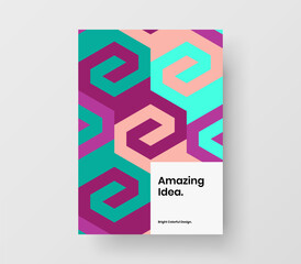 Simple handbill A4 design vector layout. Trendy geometric shapes company cover concept.