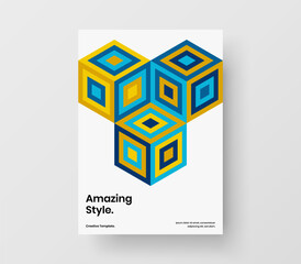 Premium flyer vector design template. Simple geometric shapes brochure illustration.