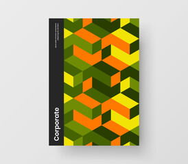 Simple corporate brochure vector design concept. Fresh mosaic shapes booklet illustration.