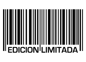 Logo aislado con letras de la frase Edición Limitada en texto en español en código de barras con líneas
