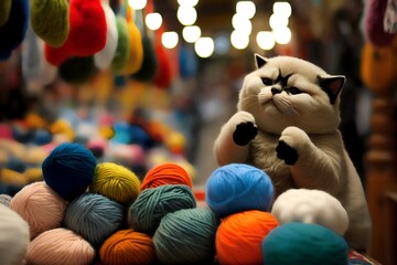 cat surrounded by traditional handicrafts (AI Generated)
