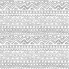 Cute geometric seamless pattern in polka dot style. Ethnic and tribal motifs. Abstract black and white background. Vector illustration. - 579676106