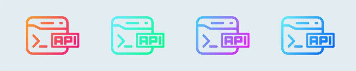 Api line icon in gradient colors. Application programming interface signs vector illustration.