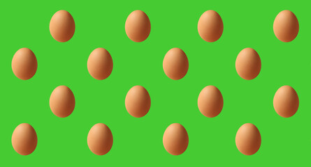 Egg Pattern on Spring Green Background for a Concept of Organic Free Range Eggs