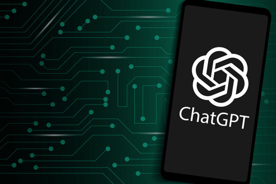 Artificial intelligence chatbot logo ChatGPT. Artificial Intelligence vector illustration using Chatbot developed by OpenAI. ChatGPT Chat with AI or Artificial Intelligence