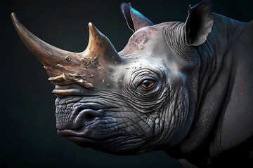 Rhino portrait. Generative ai design.