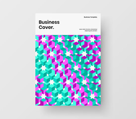 Fresh pamphlet A4 design vector illustration. Bright mosaic pattern corporate identity template.