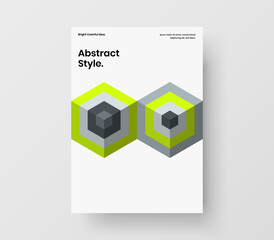 Multicolored geometric hexagons poster template. Amazing annual report design vector illustration.