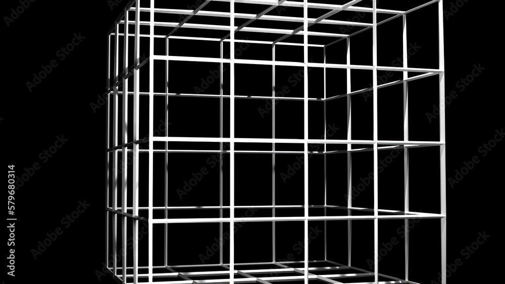 Poster wireframe cube. computer generated 3d render