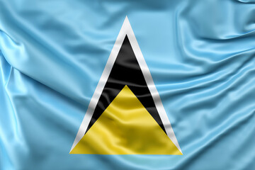 Ruffled Flag of Saint Lucia. 3D Rendering