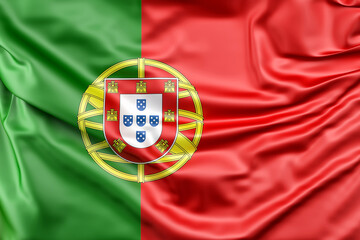 Ruffled Flag of Portugal. 3D Rendering