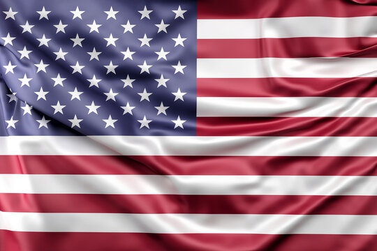 Ruffled Flag of United States of America. 3D Rendering