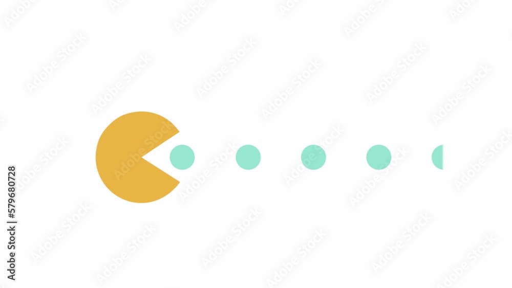 Aufkleber animated circle eats dots preloader. retro game. waiting process. 4k video footage with alpha channe