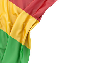 Flag of Mali in the corner on white background. 3D rendering. Isolated