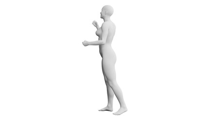 Beautiful athletic young woman posing isolated on black - 3d illustration, rendering. Side view