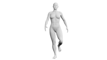 Beautiful athletic young woman posing isolated on black - 3d illustration, rendering. Front view