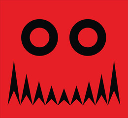Monster face on red background vector