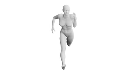 Beautiful athletic young woman posing isolated on black - 3d illustration, rendering. Front view