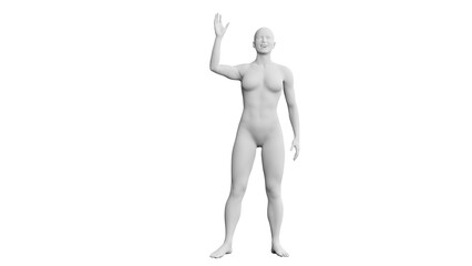 Beautiful athletic young woman posing isolated on black - 3d illustration, rendering. Front view