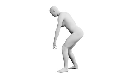 Beautiful athletic young woman posing isolated on black - 3d illustration, rendering. Side view