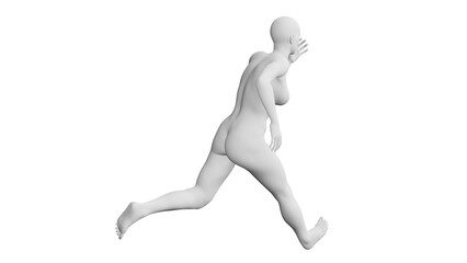 Beautiful athletic young woman posing isolated on black - 3d illustration, rendering. Viewed from back