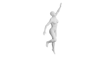Beautiful athletic young woman posing isolated on black - 3d illustration, rendering. Side view