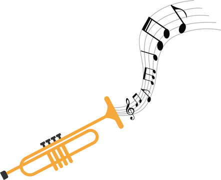 Trumpet  with musical  notes vector image