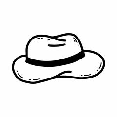 Man's hat. Headdress. Item of outerwear. Gentleman. Vector doodle illustration. Hand drawn sketch.