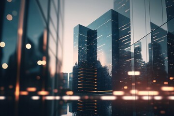 Blue-Toned Building Background. Business Scene with View, Perfect for Your Economy-Themed
