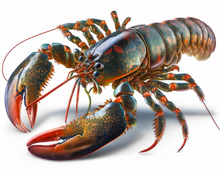 An image of lobster on white background. Generative AI.