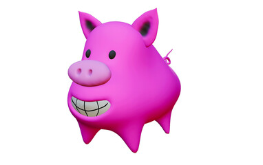 3d pig piggy bank cute pink character transparent png file