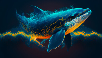 An image of dolphin swimming in the ocean. Generative AI.