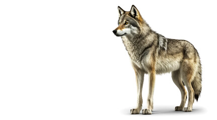 Fototapeta premium An image of wolf standing on white background. Generative AI.