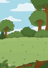 Vector illustration of a summer glade landscape