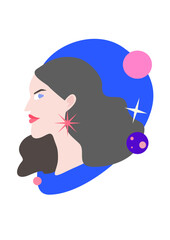 Girl face, young woman, beauty, strong woman, Clipart 