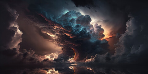 Fototapeta premium Dark moody storm clouds. Ominous weather warning. generative ai