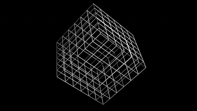 wireframe cube. Computer generated 3d render
