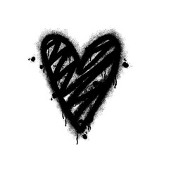 Heart icon. Black graffiti spray element.	 - obrazy, fototapety, plakaty