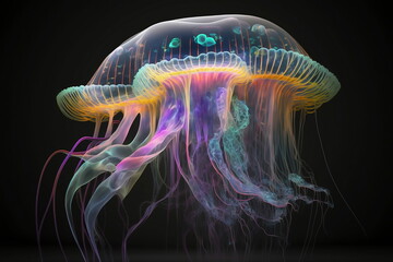 Jellyfish on dark background AI genereted