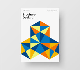 Fototapeta premium Multicolored mosaic shapes brochure template. Original magazine cover A4 vector design concept.