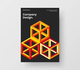Simple journal cover design vector concept. Trendy mosaic hexagons brochure template.