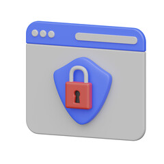 Web Page Security 3d realistic object design vector icon illustration. 