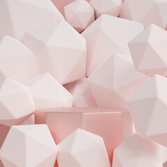 3D render Geometric shapes with Pastel colors background. pink background.