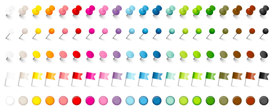 Set 5 Verschiedene Pins, Nadeln, Flaggen & Magnete 20 Farben